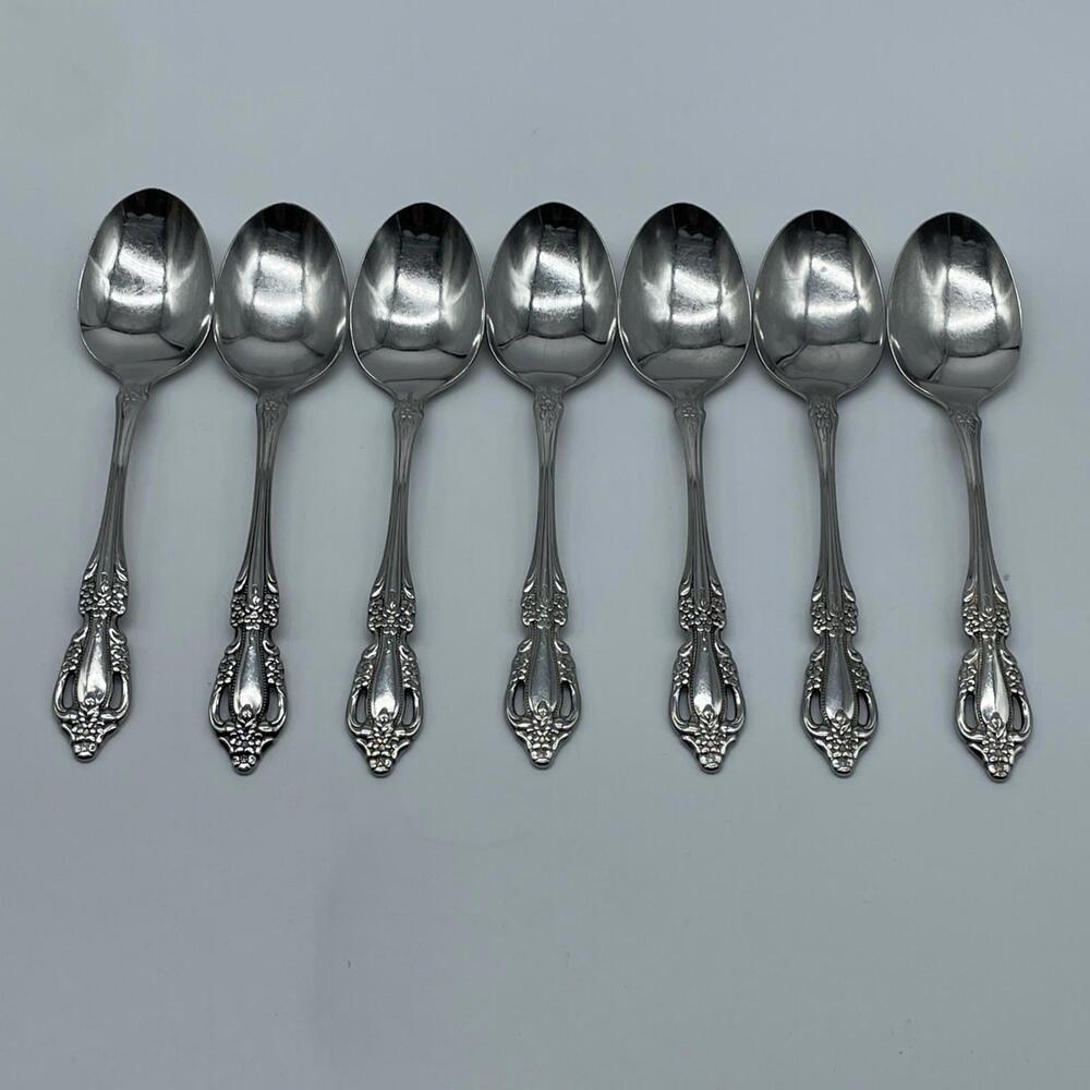 Set Of 7 ONEIDA DISTINCTION DELUXE HH Stainless RAPHAEL Soup Spoons 6 7/8"
